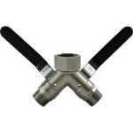 Midland Metals 947126 Nickel-Plated Brass 3-Way Wye Vented Ball Valve, 1 x 3/4 in FPT x MPT, 250 psi